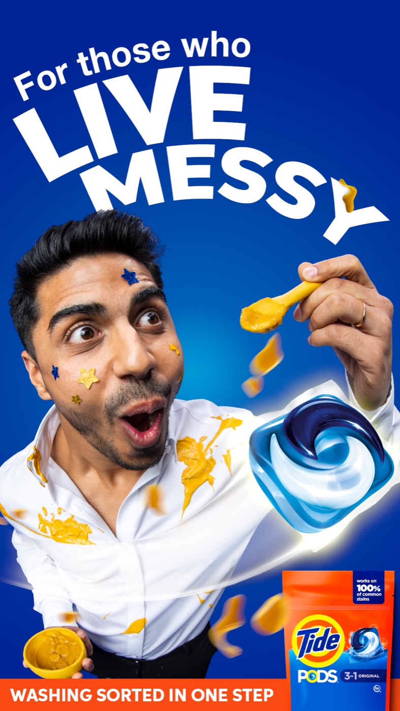 Avish Lamba modelling in a Tide retail campaign